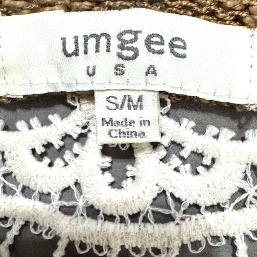 Umgee Brown Crochet Lace Back Oversized V Neck Sweater S/M - Picture 5 of 6